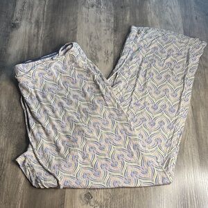 Lucy & Laurel Paisley Wide Leg Lounge Pants in Cream, Lavender & Light Blue